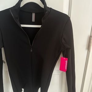black commando bodysuit zips up